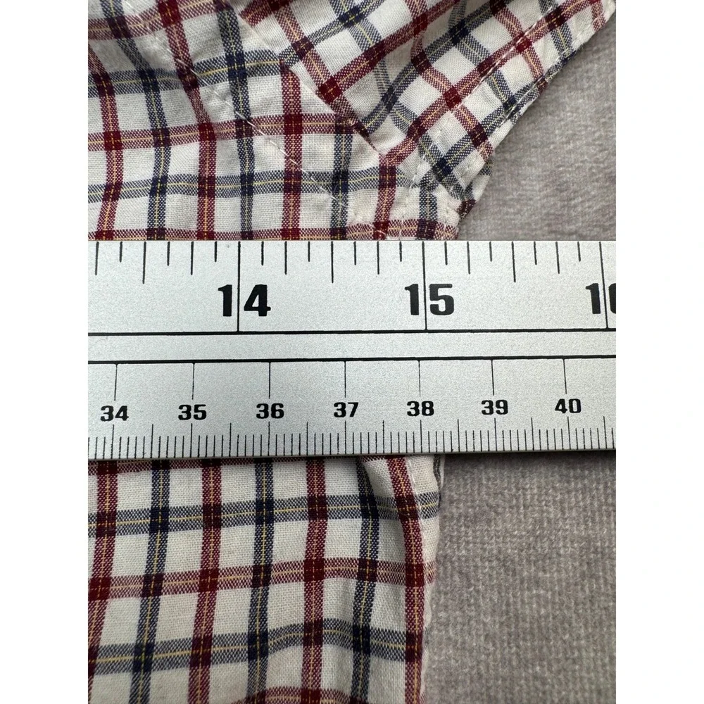 Ralph Lauren Kids Plaid Button Down Shirt Cream Burgundy Navy Size 5 YTL6-313